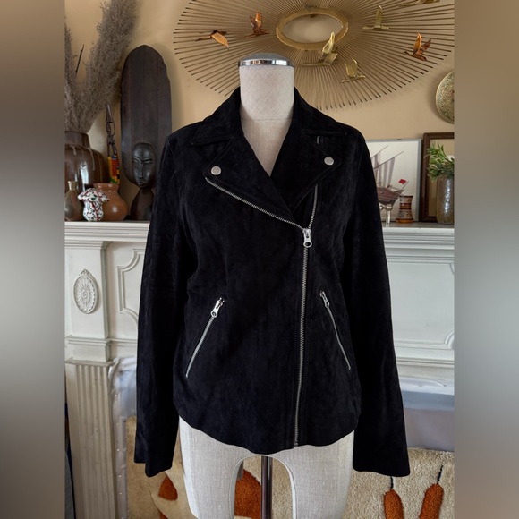 Quince 100% Suede Biker Jacket in charcoal size M - Picture 6 of 16
